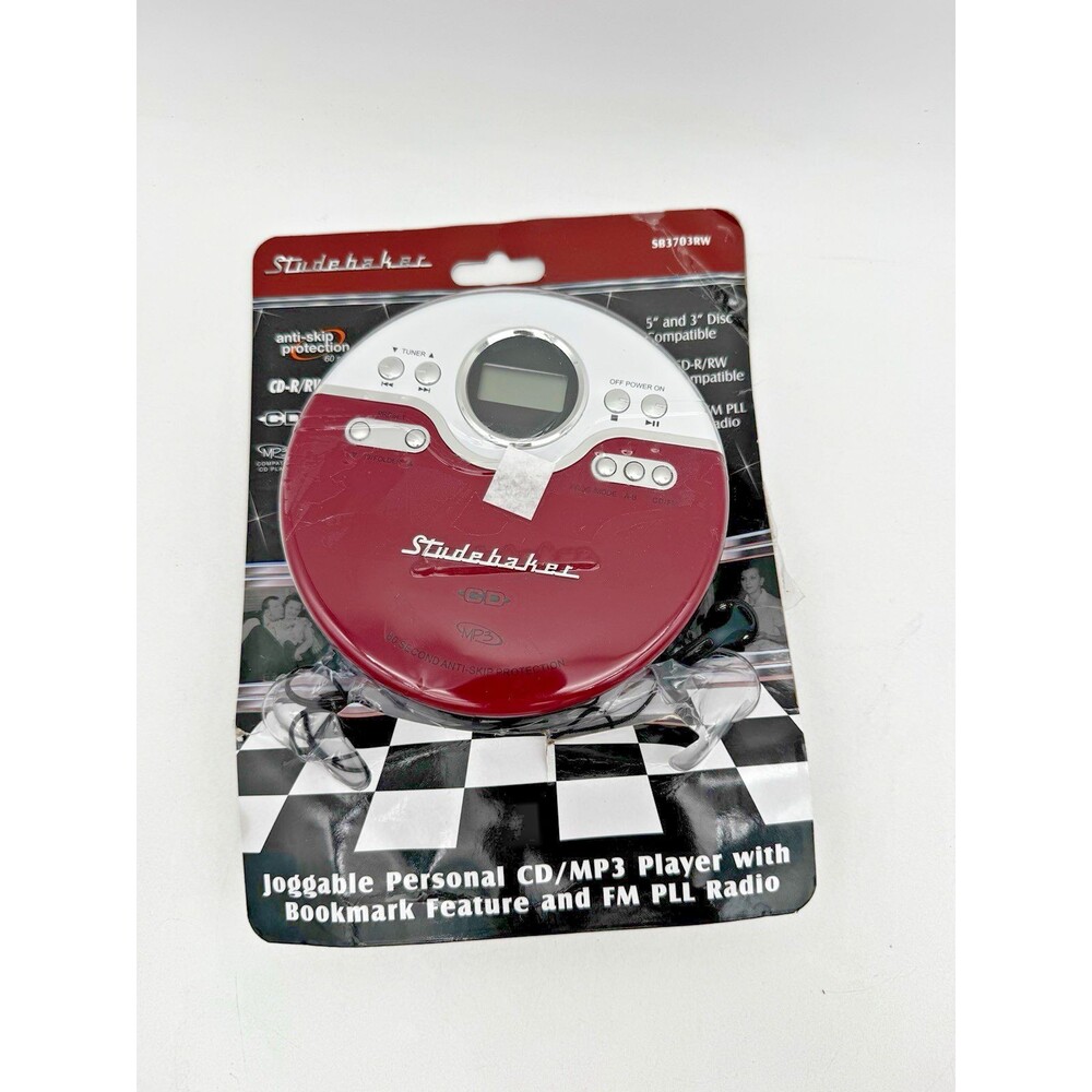 Studebaker SB3703RW CD/MP3 Player FM PLL Anti-Skip Bookmark DBBS Red/White